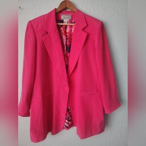 Diane Gilman Silk Pink Blazer Classic Notched Lapel